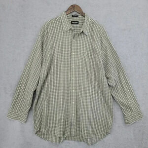 Britches Mens Plaid Long Sleeve Button-Up Shirt XXL 100% Cotton Green 20PT